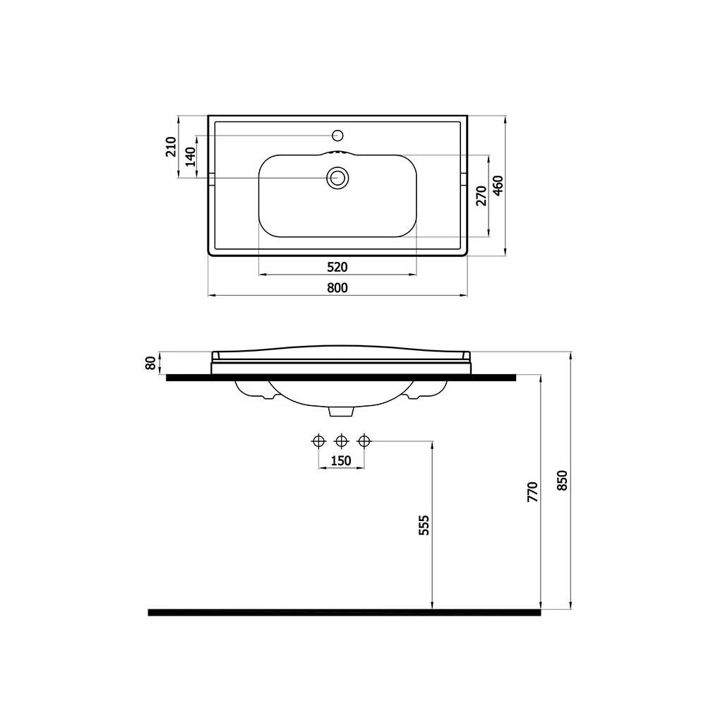 Newarc Elite Etajerli Tek Delikli Lavabo Parlak Siyah 80X46X8Cm 509080B küçük görsel