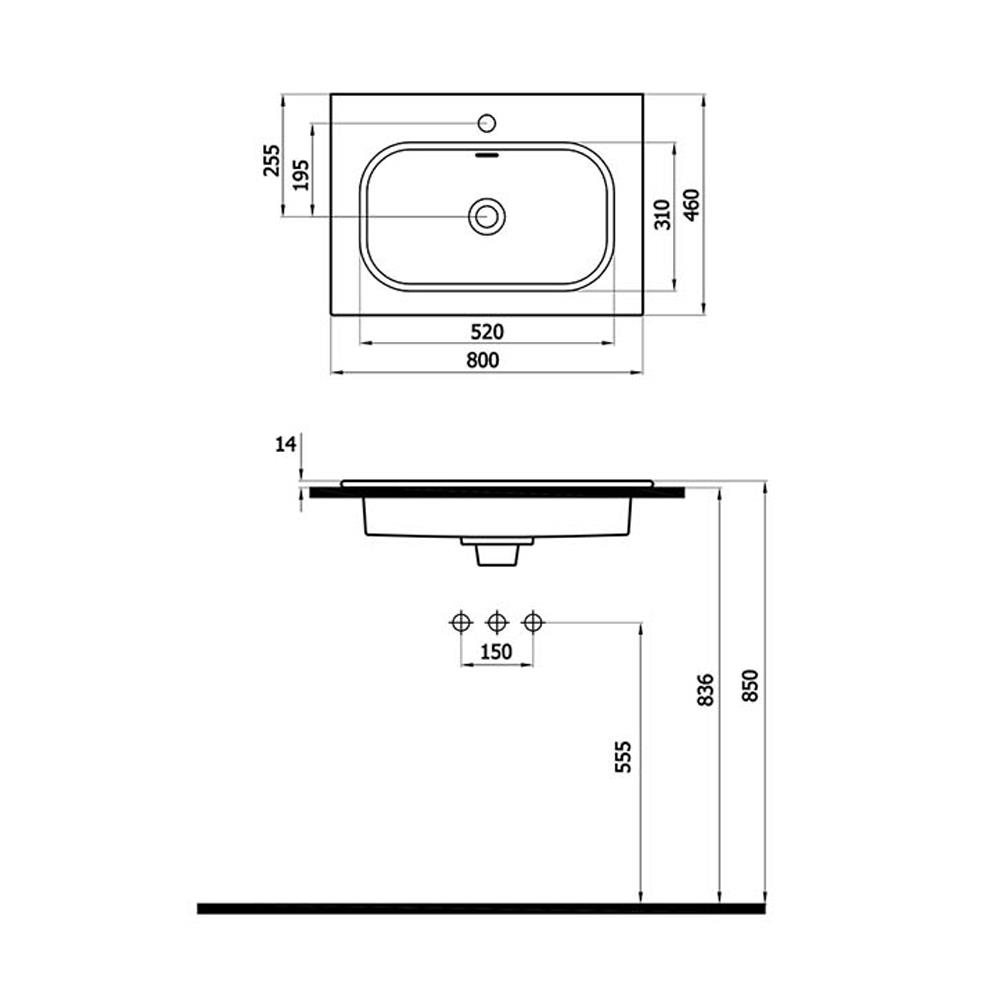 Newarc Naturel Etajerli Lavabo Mat Siyah 60X46X1,4Cm 504060Mb küçük görsel