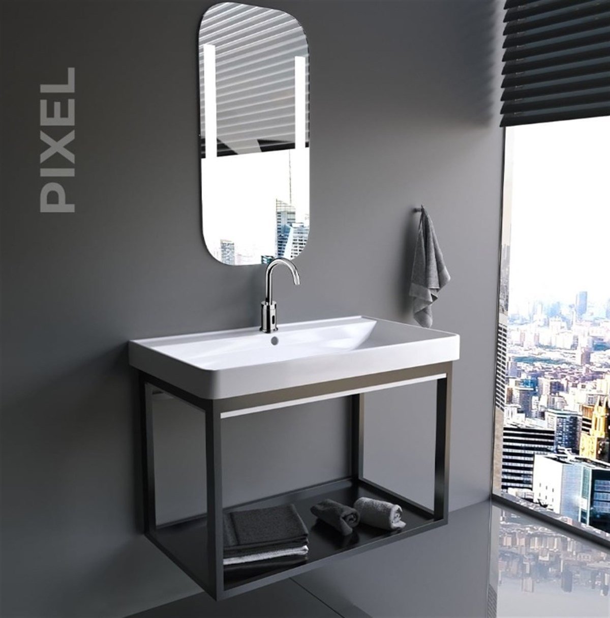 Newarc Etajerli Batarya Delikli Lavabo Pixel 65X46X6,5Cm 502065 küçük görsel