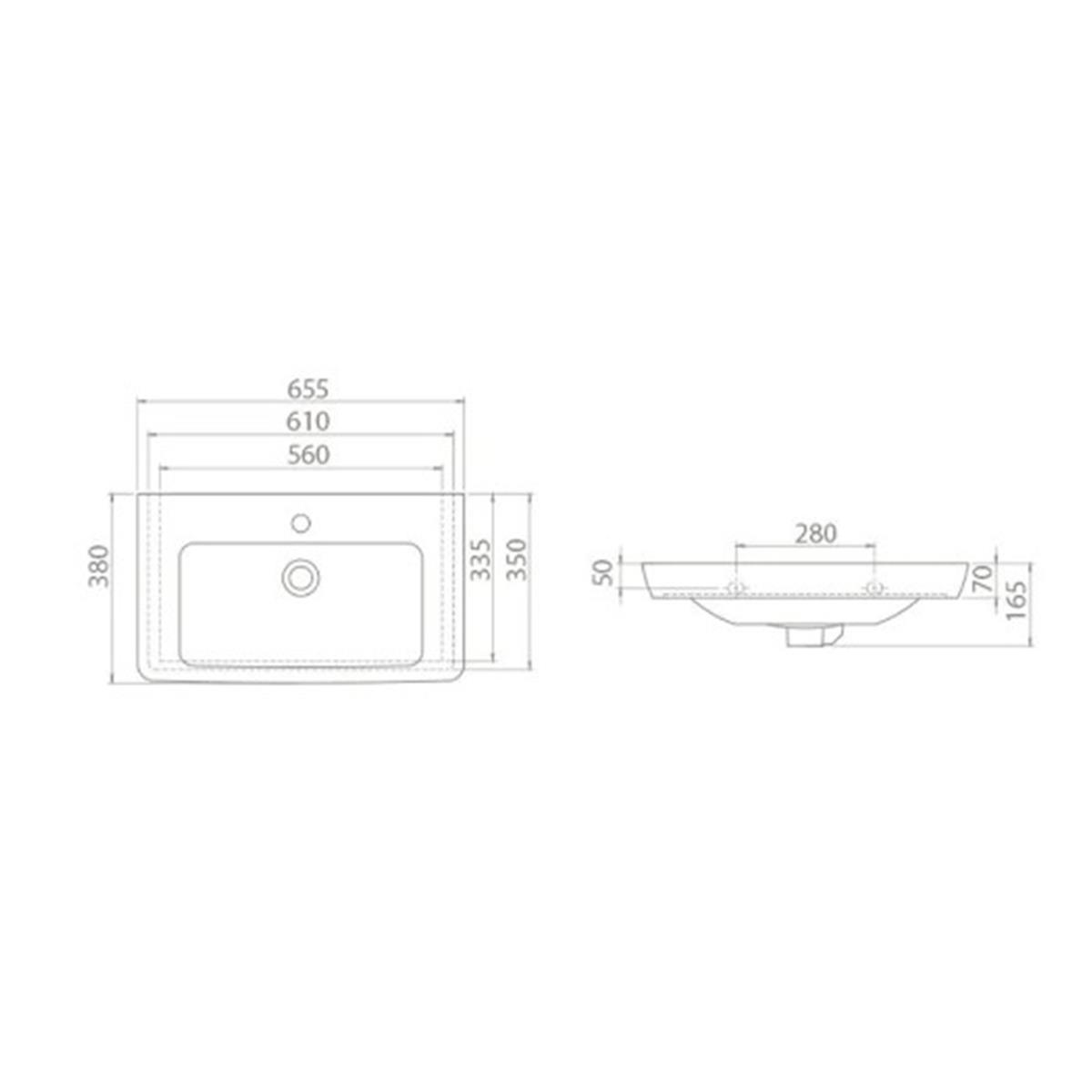 Turkuaz Cerastyle Porto Etajerli Lavabo 65Cm 068100-U (Derinlik 38 Cm) küçük görsel
