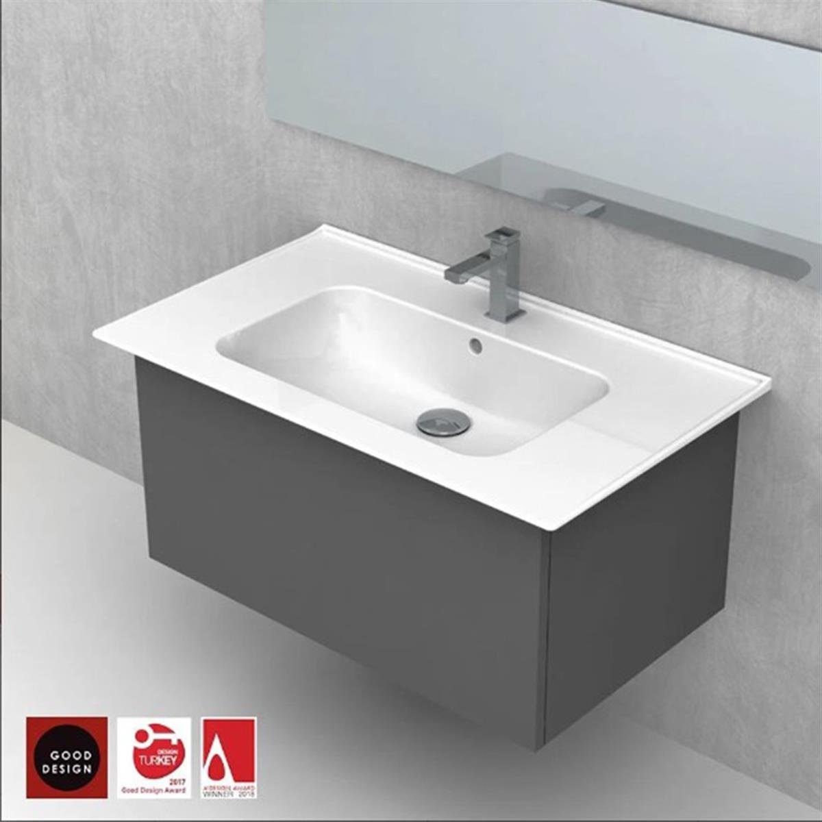 Turkuaz Cerastyle Blue Etajerli Lavabo 50X36,5Cm 041900-U küçük görsel