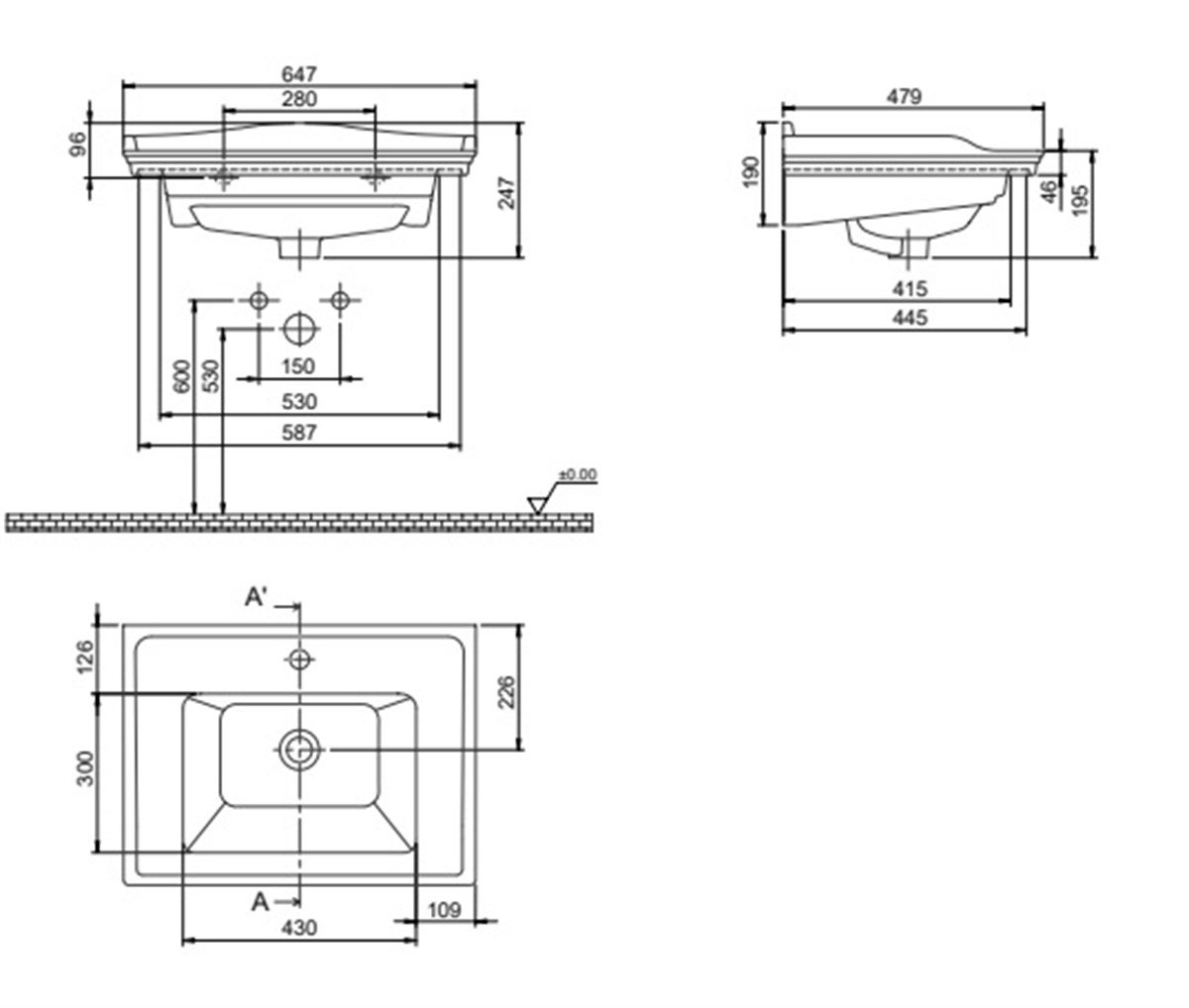 Turkuaz Cerastyle Kapadokya Etajerli Lavabo 65X48 036100-U küçük görsel