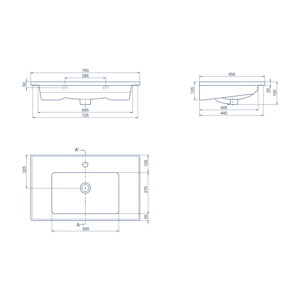 Turkuaz Cerastyle Arte Plus Etajerli Lavabo 75X45 Cm 047400-U küçük görsel