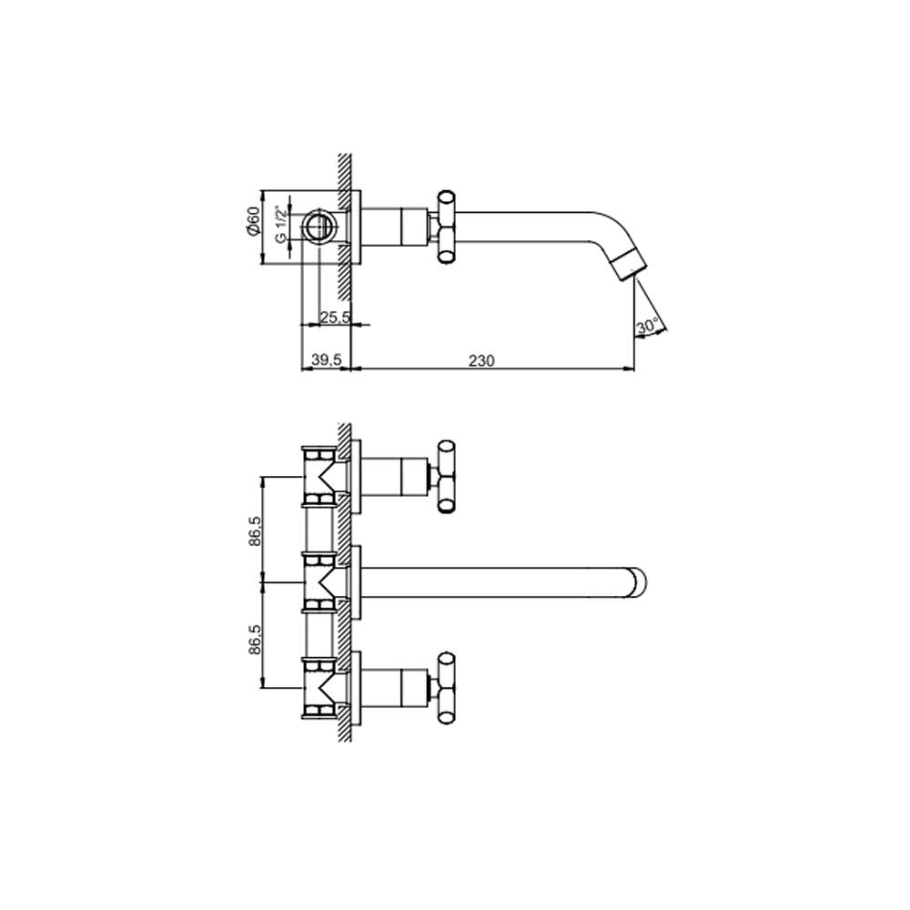 Gpd Nino Duvardan Ankastre Lavabo Bataryası Bakır Oksit Dab05-B küçük görsel