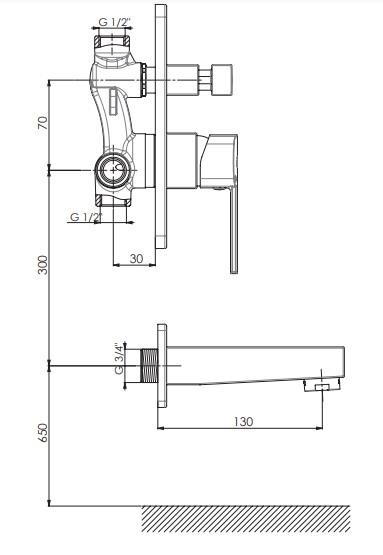 GPD Pedra Ankastre Banyo Bataryası Krom Mab160 küçük görsel