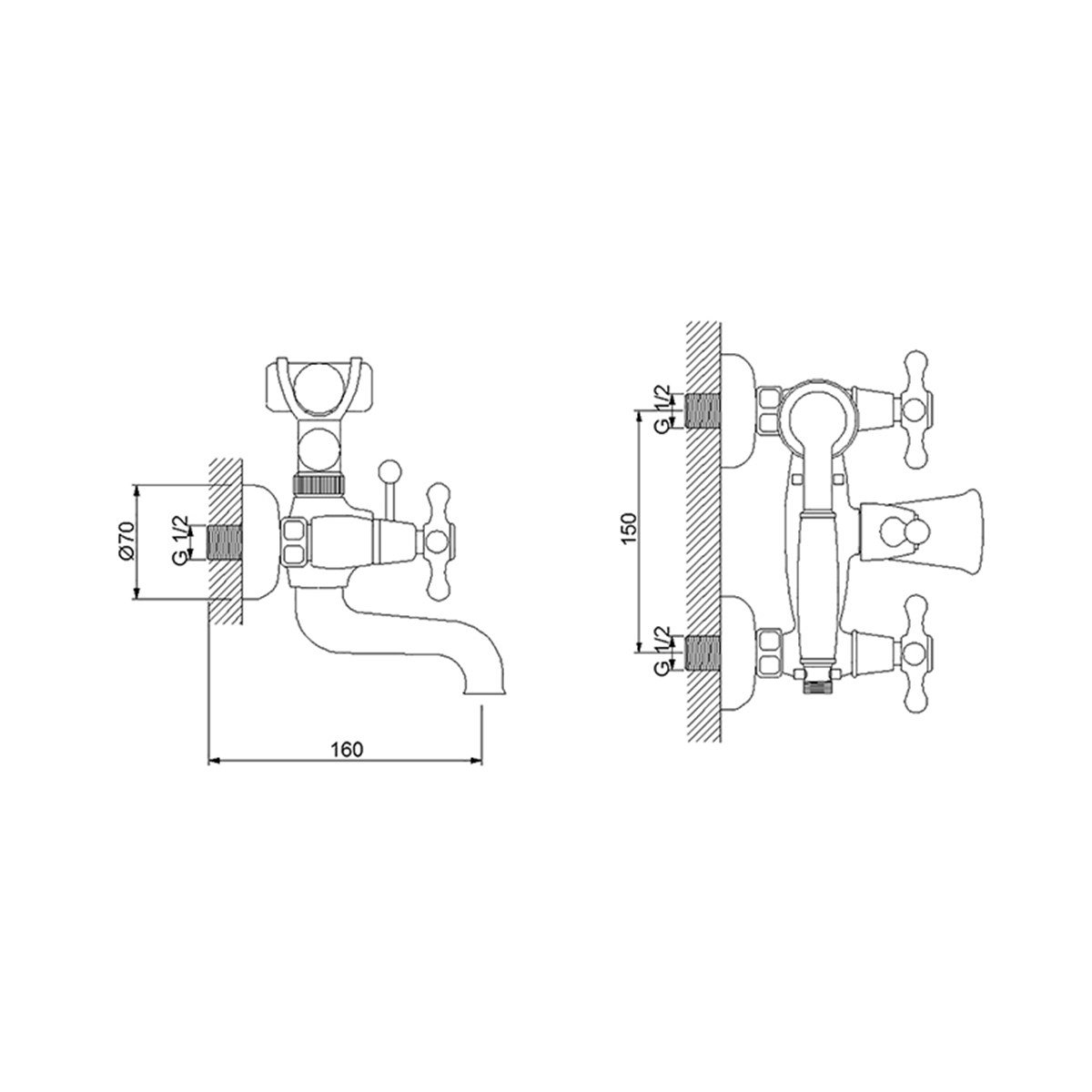 Newarc Nostalgic Banyo Bataryası Altın 290611 küçük görsel