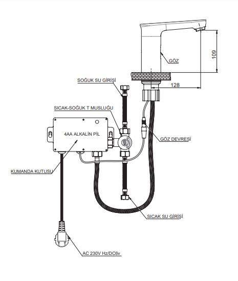 GPD Fotoselli Lavabo Bataryası (Çift Su Girişli) Siyah Flb13-s küçük görsel