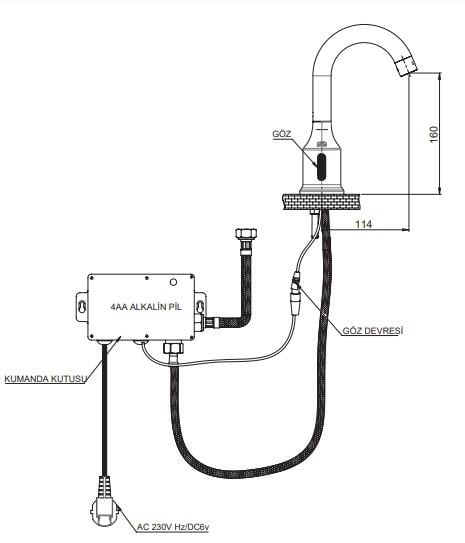 GPD Fotoselli Lavabo Bataryası (Çift Su Girişli) Siyah Flb13-s küçük görsel