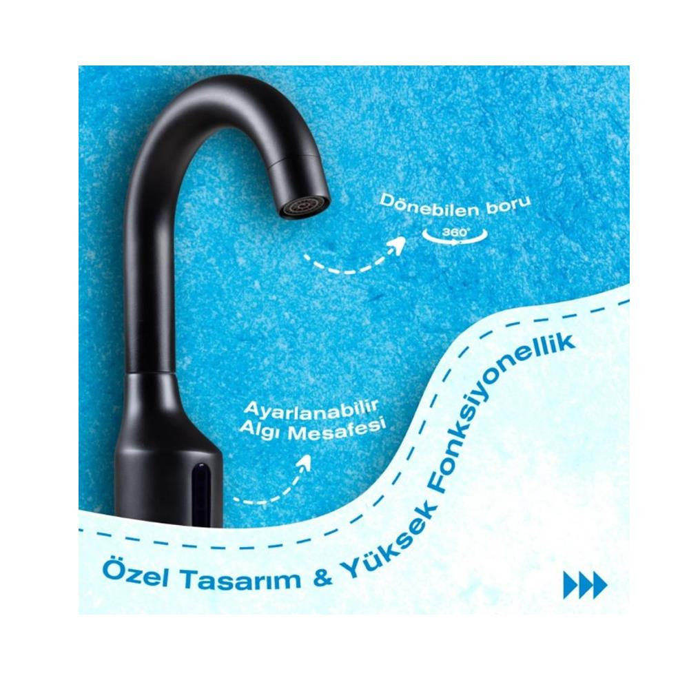 GPD Fotoselli Lavabo Bataryası (Çift Su Girişli) Siyah Flb13-s küçük görsel