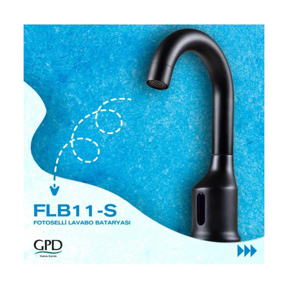 GPD Fotoselli Lavabo Bataryası (Çift Su Girişli) Siyah Flb13-s küçük görsel