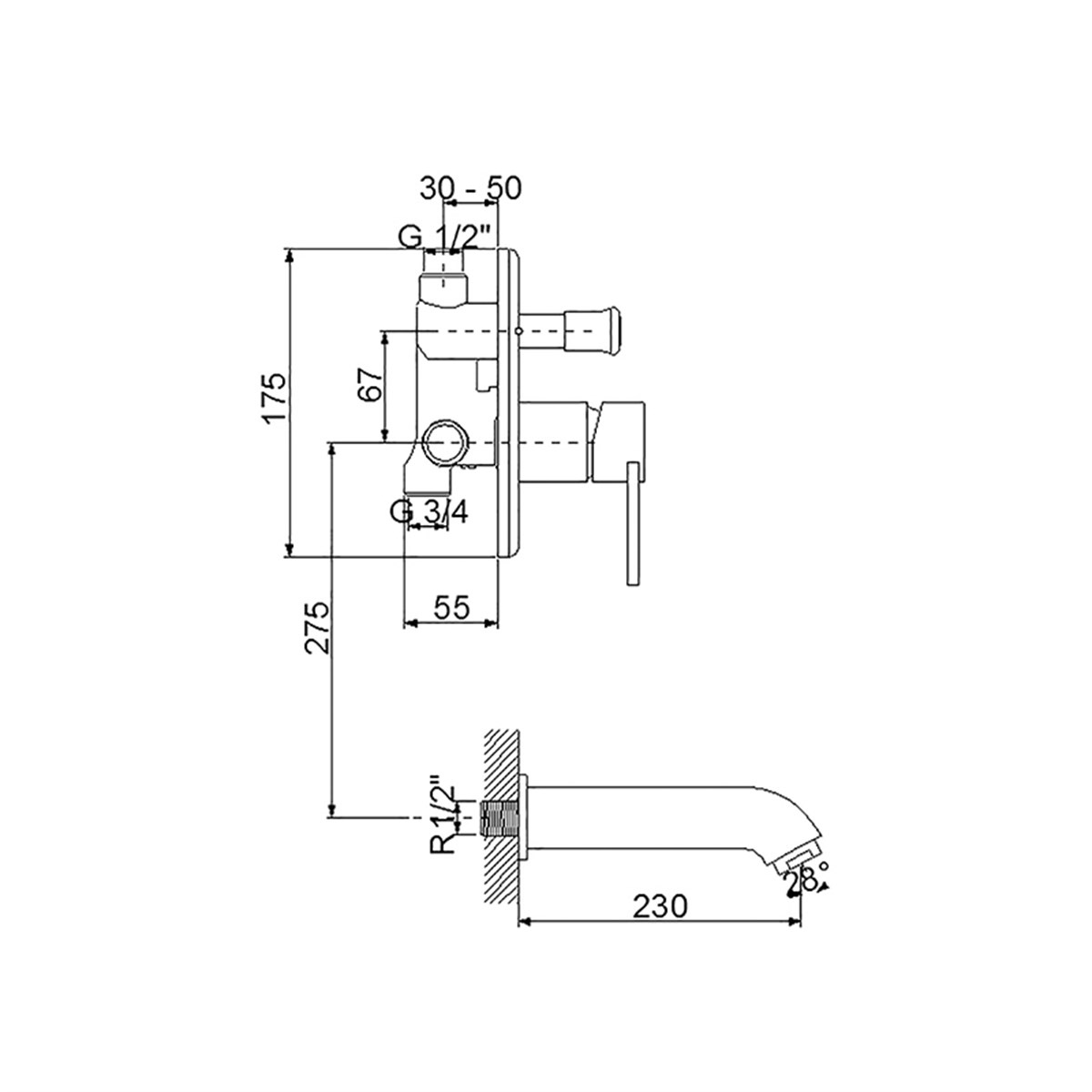 Newarc Premium Ankastre Banyo Bataryası Valfsiz Gagalı 832111 küçük görsel