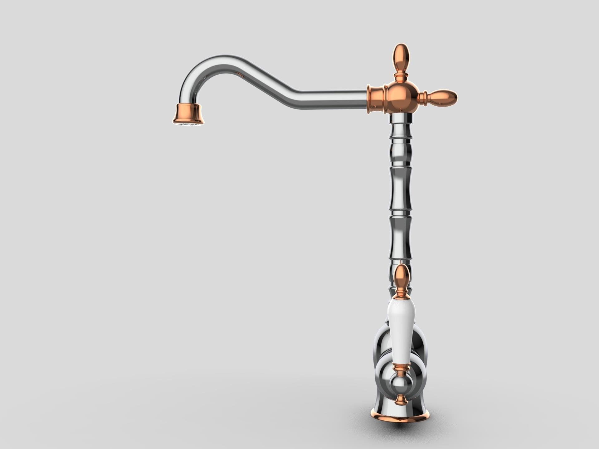 GPD Retro Tek Gövde Eviye Bataryası Krom-rose Gold Mte180-k-r küçük görsel