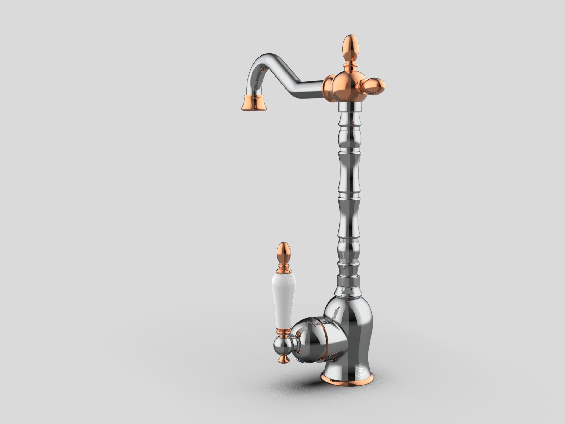 GPD Retro Tek Gövde Eviye Bataryası Krom-rose Gold Mte180-k-r küçük görsel