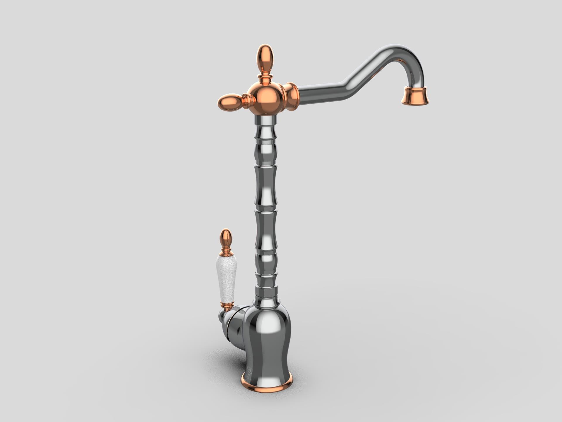 GPD Retro Tek Gövde Eviye Bataryası Krom-rose Gold Mte180-k-r küçük görsel