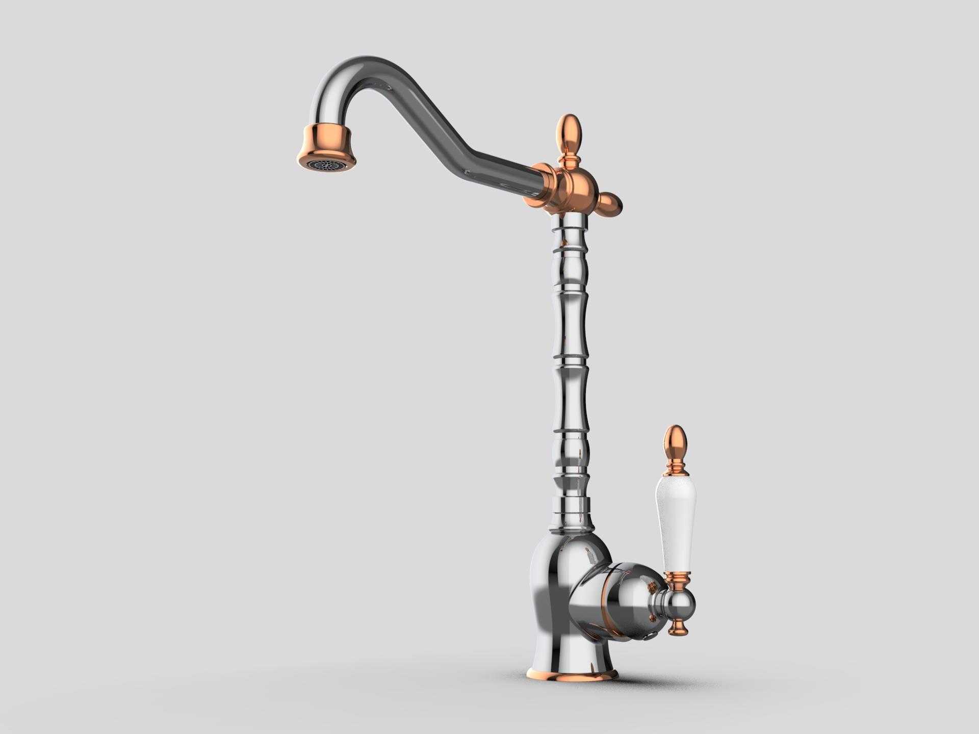 GPD Retro Tek Gövde Eviye Bataryası Krom-rose Gold Mte180-k-r küçük görsel