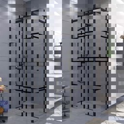 Aquanil Gama 6mm Dikdörtgen Siyah Eloksal Siyah Karolaj Cam Duşakabin 80x120cm küçük görsel