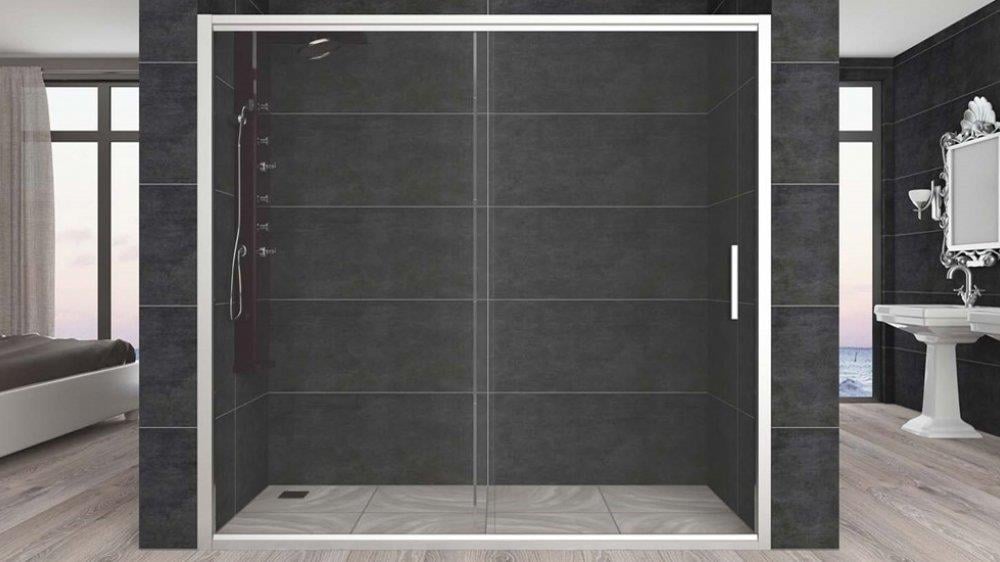 Aquanil Carmen 6mm İki Duvar Arası Krom Profil Şeffaf Cam Duşakabin 110-135cm Arası görseli