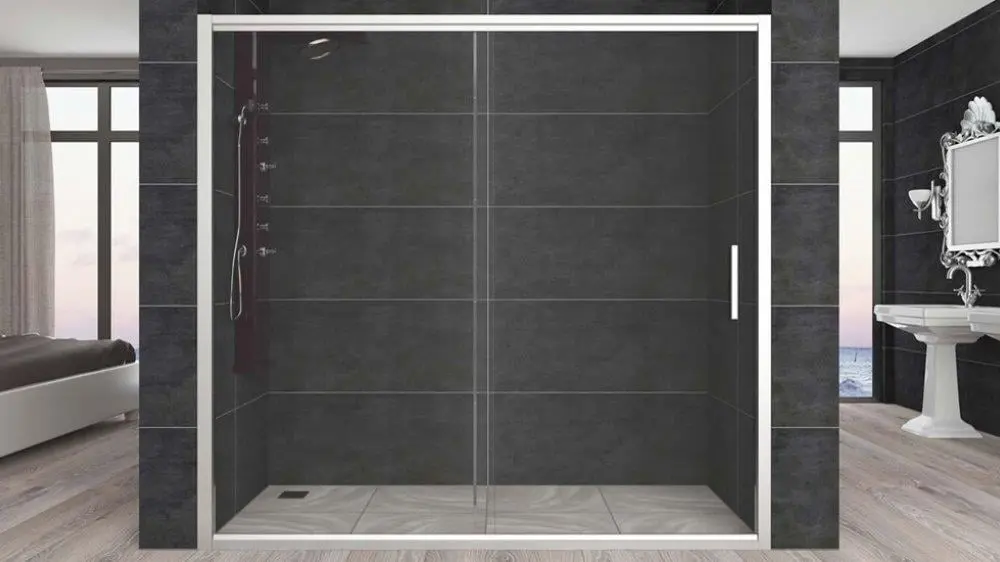 Aquanil Carmen 6mm İki Duvar Arası Krom Profil Şeffaf Cam Duşakabin 110-135cm Arası görseli