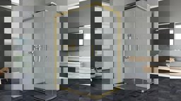 Aqunail Minnesota 6mm Dikdörtgen Altın Profil Şeffaf Cam Duşakabin 70x140cm küçük görsel