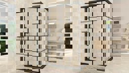 Aqunail Minnesota 6mm Dikdörtgen Siyah Profil Kare Desen Cam Duşakabin 70x130cm küçük görsel