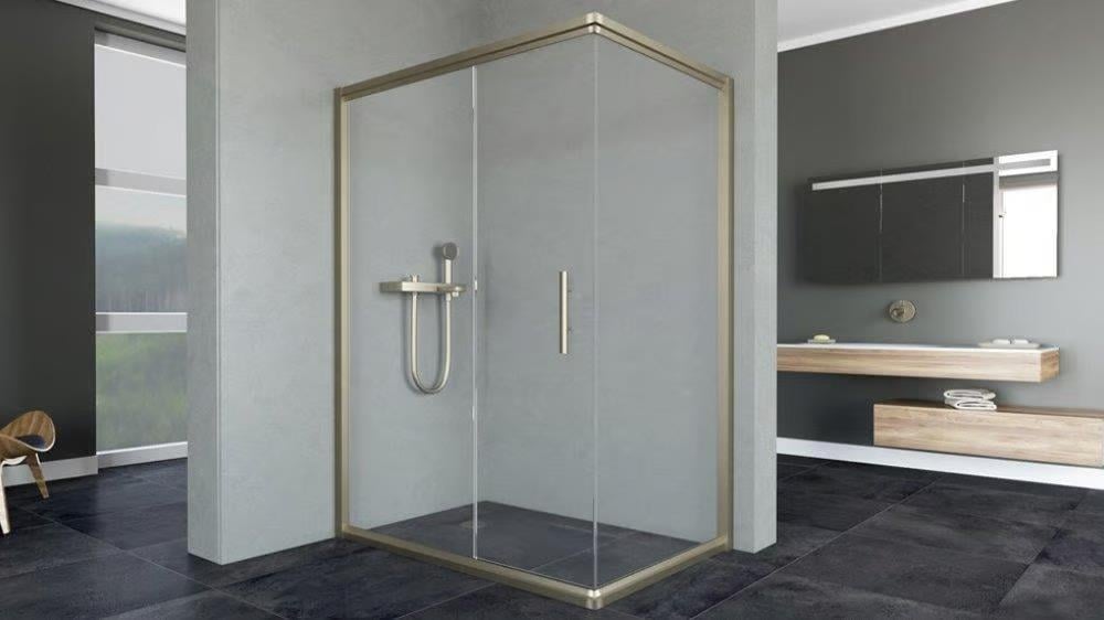 Aqunail Minnesota 6mm Dikdörtgen Bronz Profil Şeffaf Cam Duşakabin 80x140cm görseli