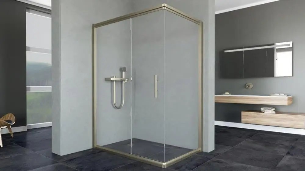 Aqunail Minnesota 6mm Dikdörtgen Bronz Profil Şeffaf Cam Duşakabin 80x140cm görseli
