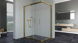 Aqunail Minnesota 6mm Dikdörtgen Altın Profil Şeffaf Cam Duşakabin 70x150cm küçük görsel