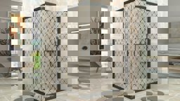 Aquanil İndiana 6mm Kare Siyah Profil Darky Desen Cam Duşakabin 100x100cm küçük görsel