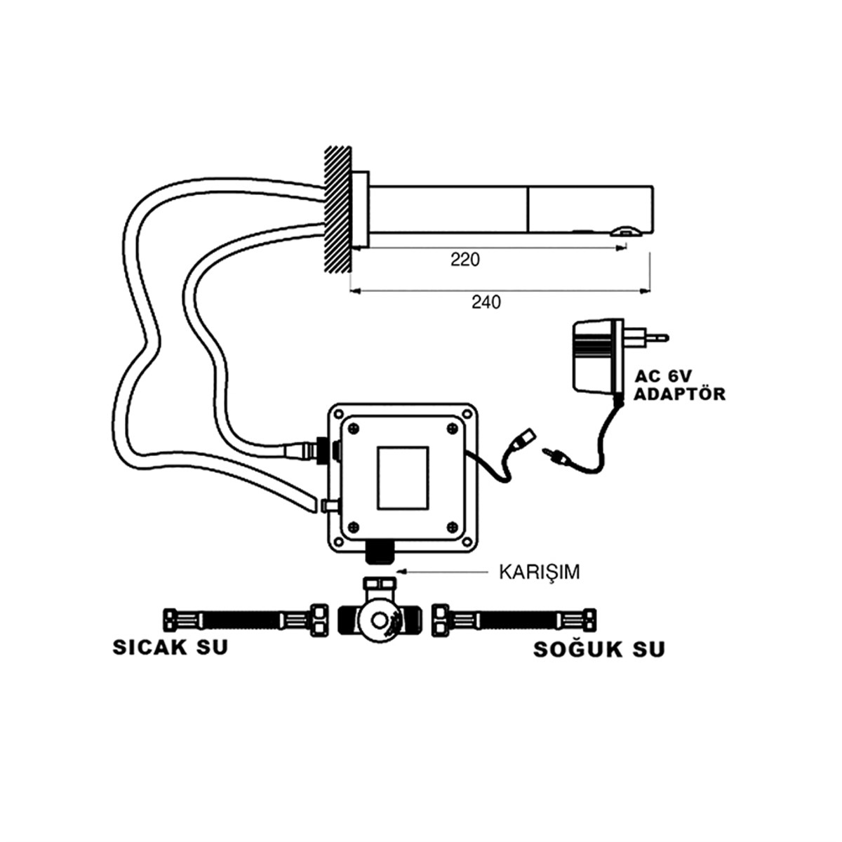 Newarc Tekno Ankastre Fotoselli Lavabo Bataryası 513573 küçük görsel