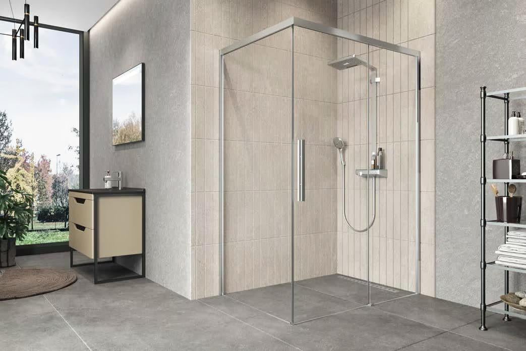 Aquanil Alfa 6mm Dikdörtgen Krom Profil Şeffaf Cam Duşakabin 80x140cm görseli