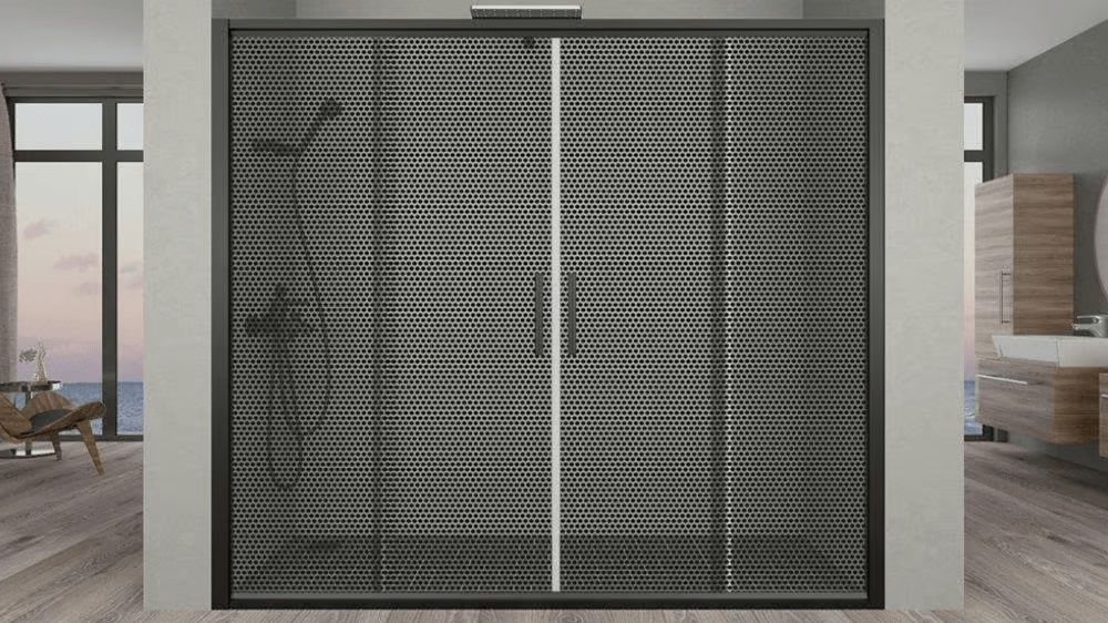 Aquanil Trend 6mm İki Duvar Arası Siyah Profil Darky Desen Cam Duşakabin 176-200cm Arası görseli