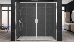 Aquanil Trend 6mm İki Duvar Arası Krom Profil Şeffaf Cam Duşakabin 176-200cm Arası küçük görsel