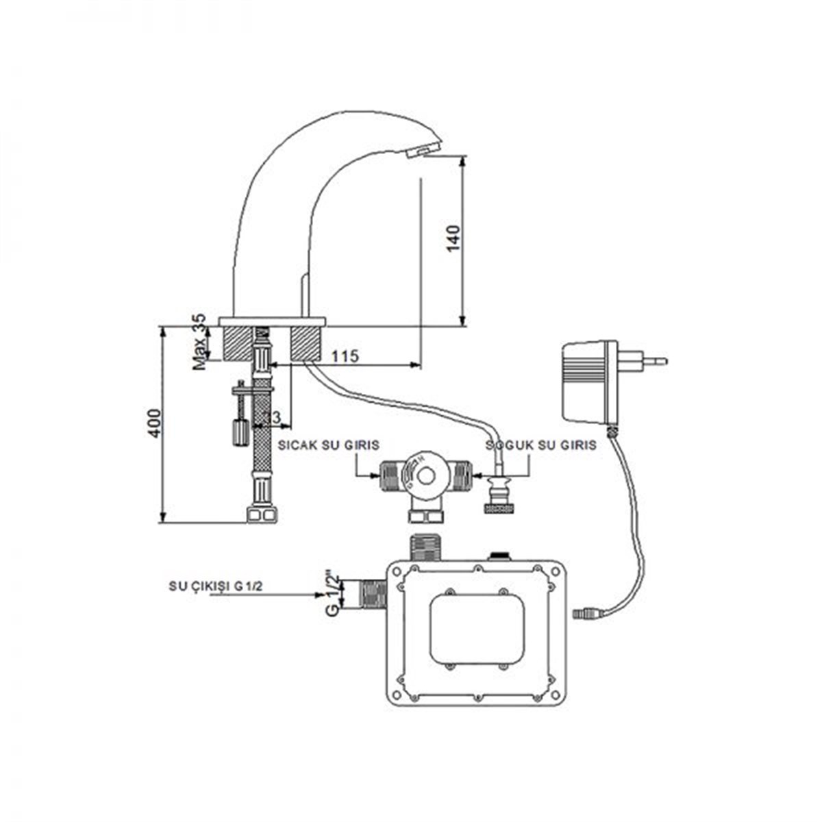 Newarc Tekno Elite Fotoselli Lavabo Bataryası 510523 küçük görsel