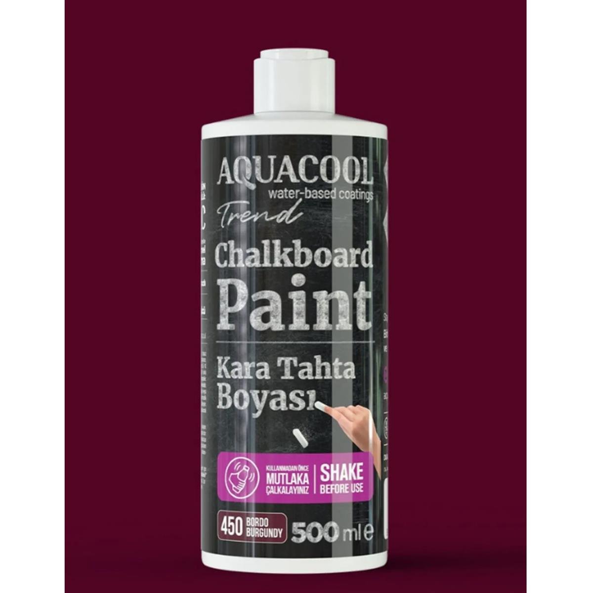 Aquacool Trend Kara Tahta Boyası 500 ML 450 Bordo görseli