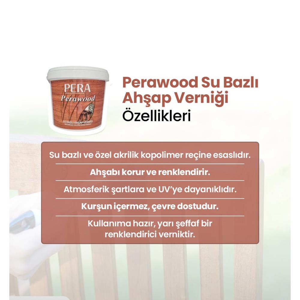 Perawood Su Bazlı Ahşap Verniği 12 lt Maun küçük görsel