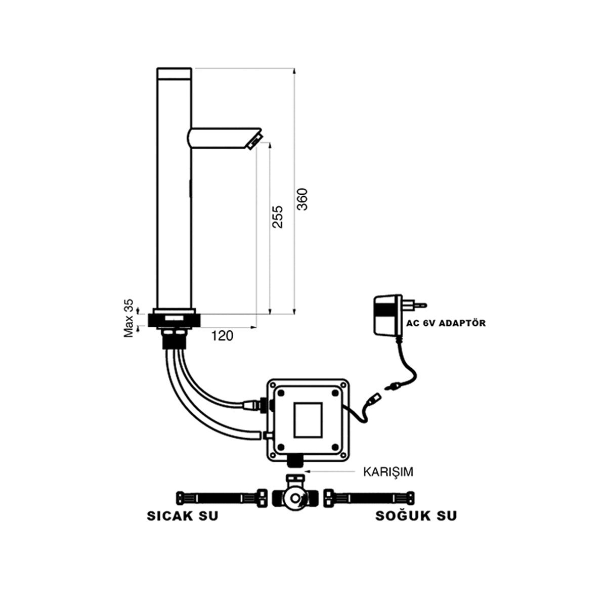 Newarc Tekno Newart Çanak Tipi Fotoselli Lavabo Bataryası 515001 küçük görsel