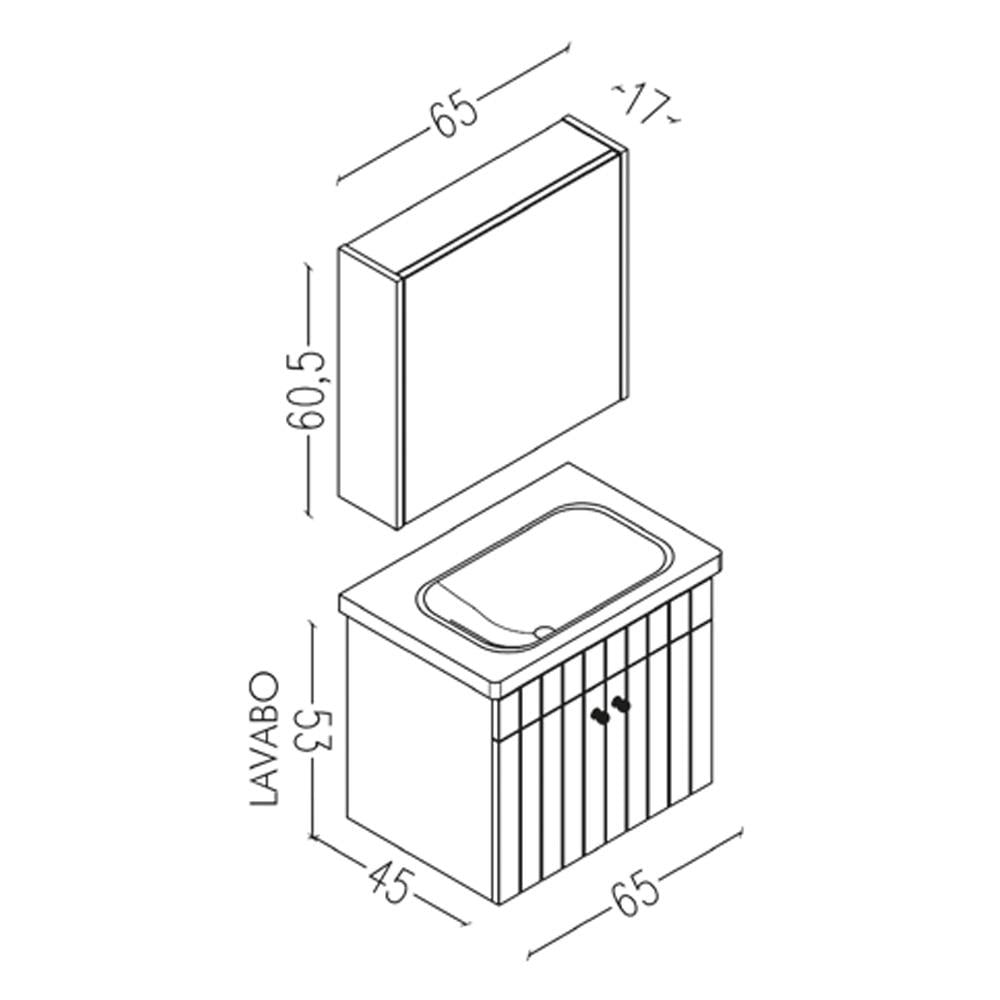 Aquanil Avien 65 Cm Bgn Banyo Dolabı - Krem/Beyaz küçük görsel