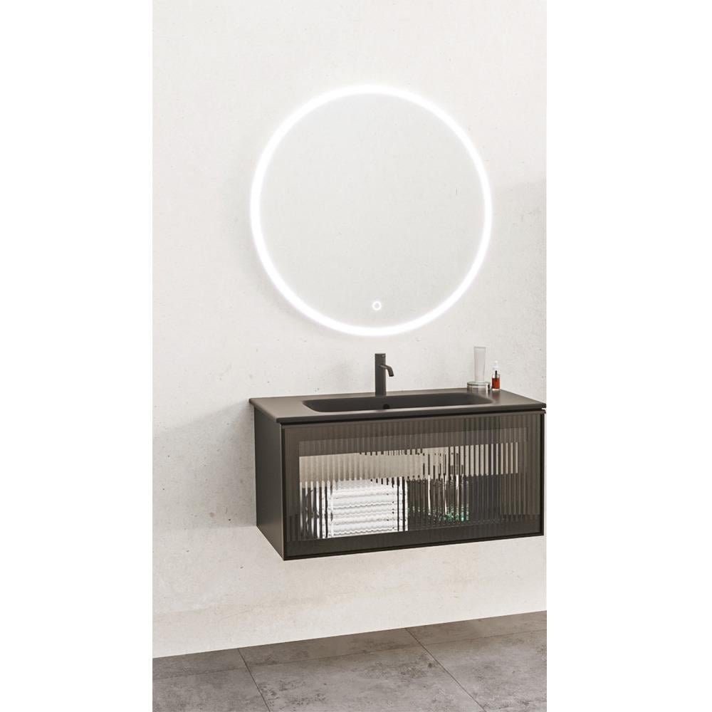 Aquanil Lilium 80 Cm Siyah Lavabolu Banyo Dolabı - Siyah görseli