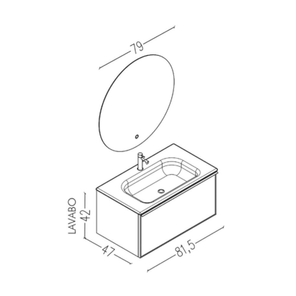 Aquanil Lilium 80 Cm Siyah Lavabolu Banyo Dolabı - Siyah küçük görsel