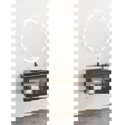 Aquanil Lilium 80 Cm Siyah Lavabolu Banyo Dolabı - Siyah küçük görsel