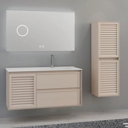 Aquanil Linze 120 Cm Banyo Dolabı - Vizon küçük görsel