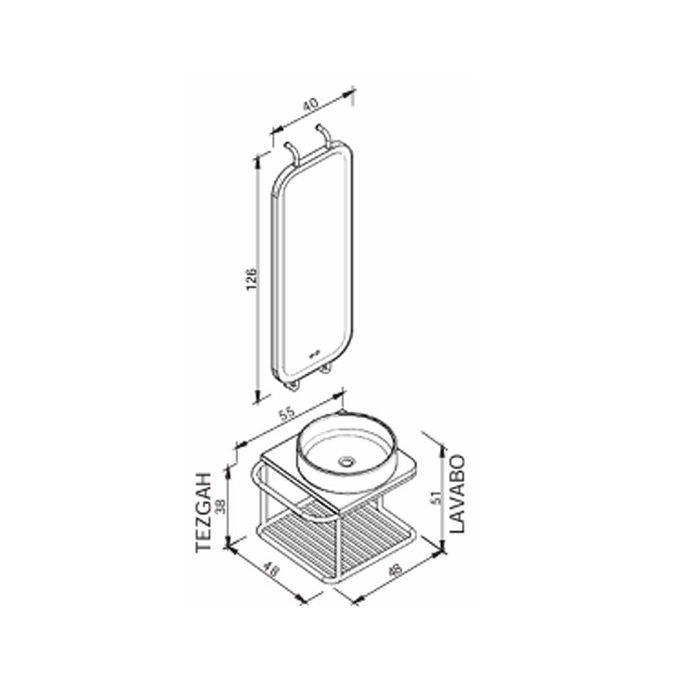 Aquanil Onika 55 Cm Grt Beyaz Lavabolu Banyo Dolabı küçük görsel