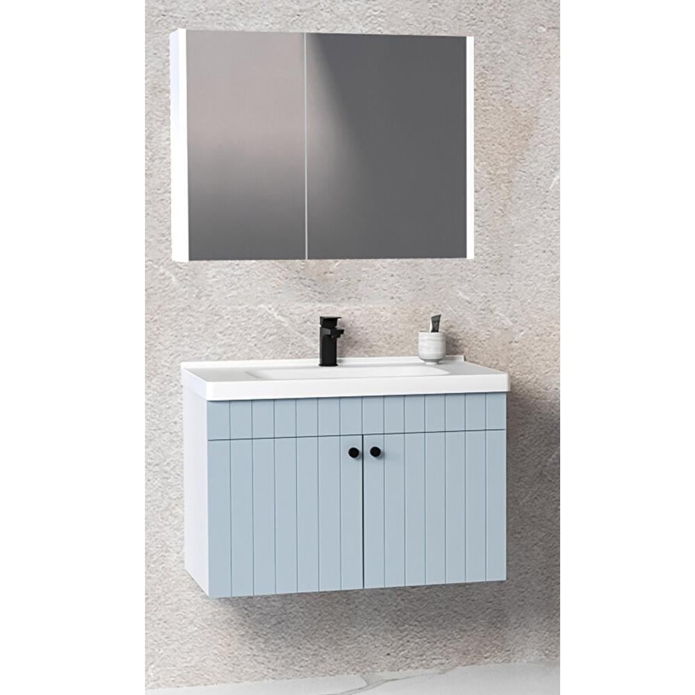 Aquanil Avien 80 Cm Bgn Banyo Dolabı - Mavi/Beyaz görseli