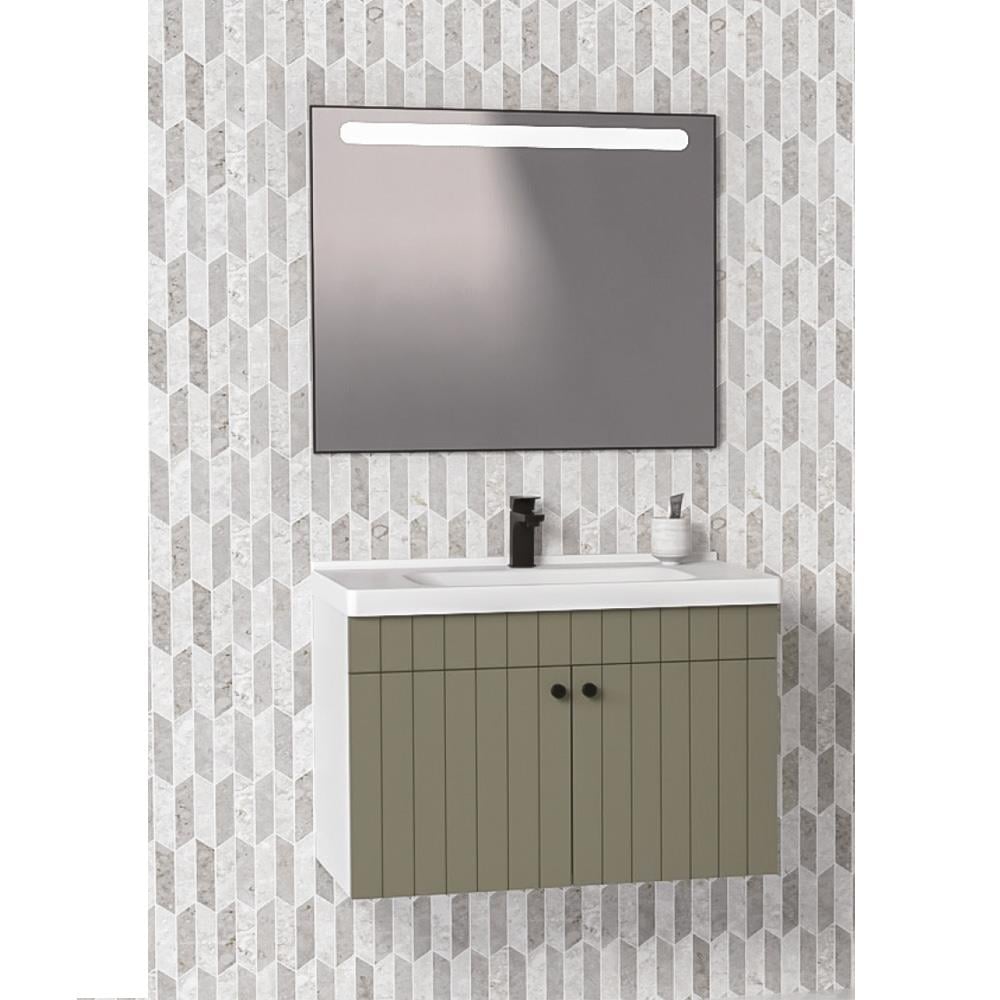 Aquanil Avien 80 Cm Orz Banyo Dolabı - Yeşil/Beyaz görseli