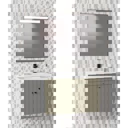 Aquanil Avien 80 Cm Orz Banyo Dolabı - Yeşil/Beyaz küçük görsel