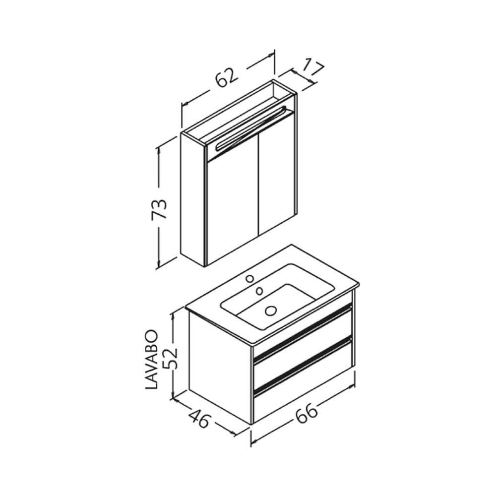 Aquanil Duenos 65 Cm Npl Banyo Dolabı - Beyaz küçük görsel