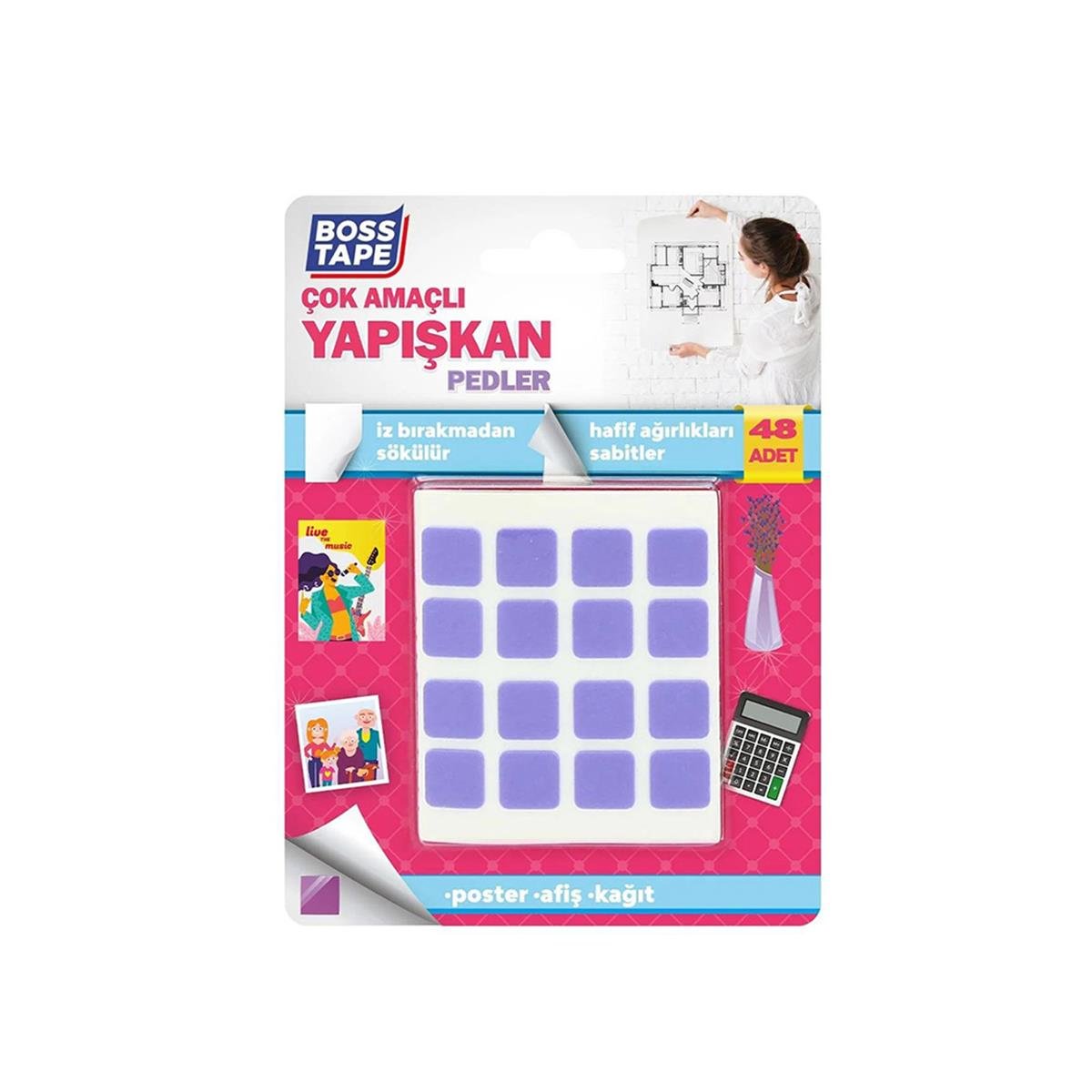 Boss Tape Çok Amaçlı Sök Tak Yapışkan Pedler 12mmx12mm görseli