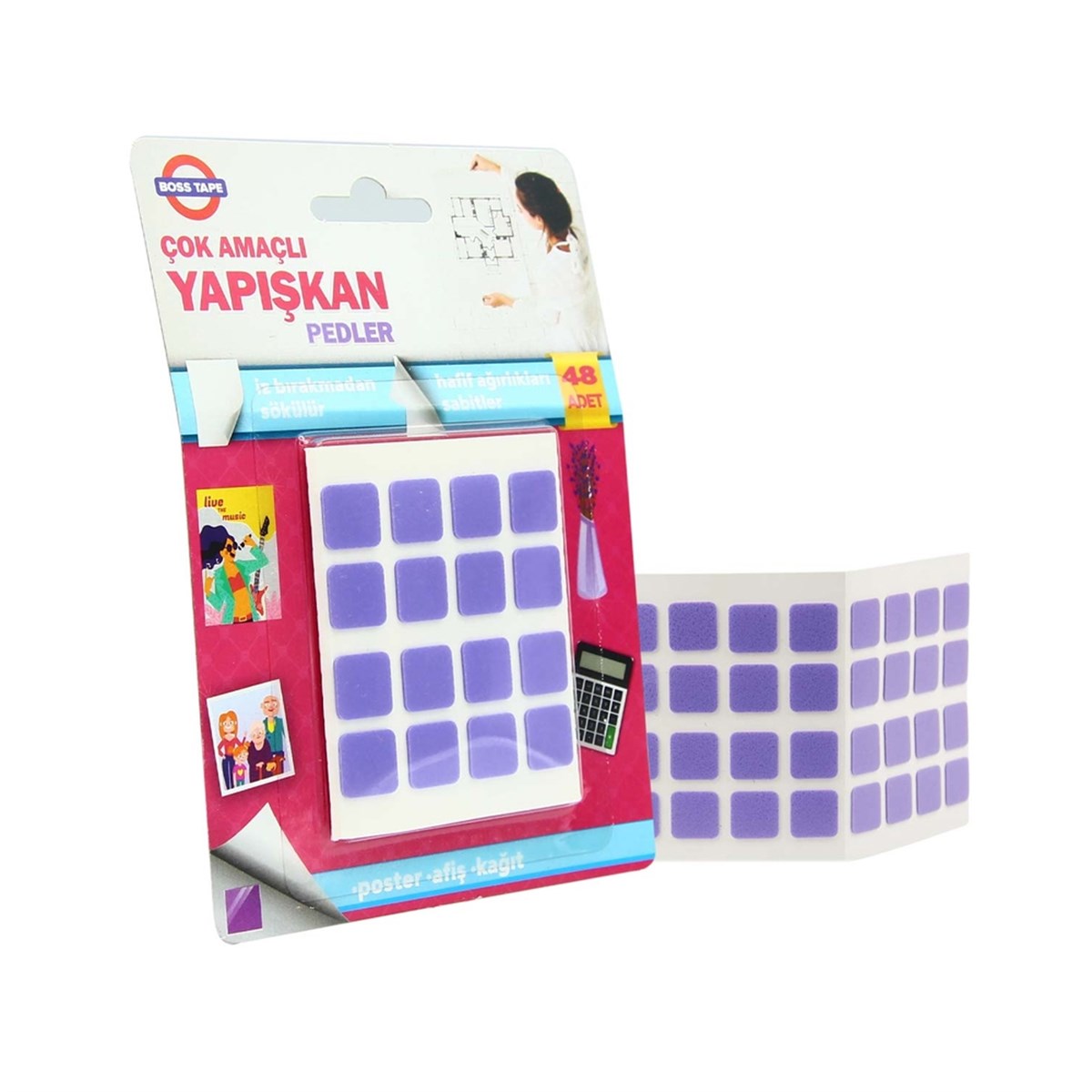 Boss Tape Çok Amaçlı Sök Tak Yapışkan Pedler 12mmx12mm küçük görsel