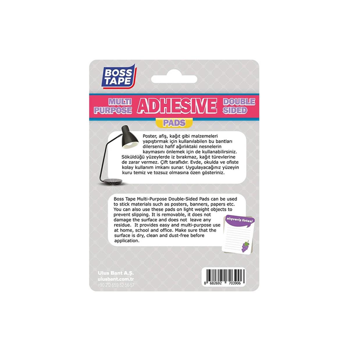 Boss Tape Çok Amaçlı Sök Tak Yapışkan Pedler 12mmx12mm küçük görsel