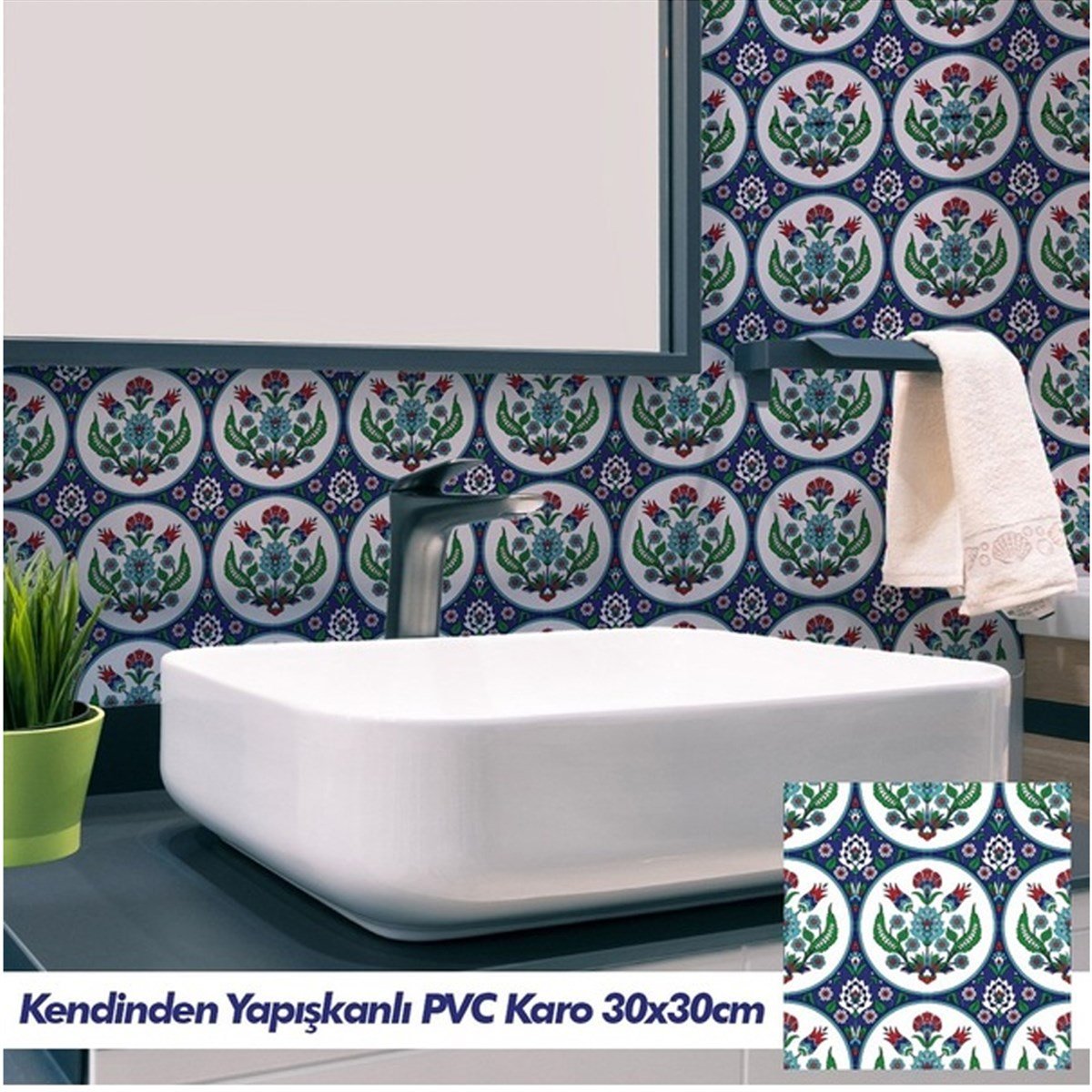 Boss Tape Yapışkanlı Pvc Karo İznik 30x30cm görseli